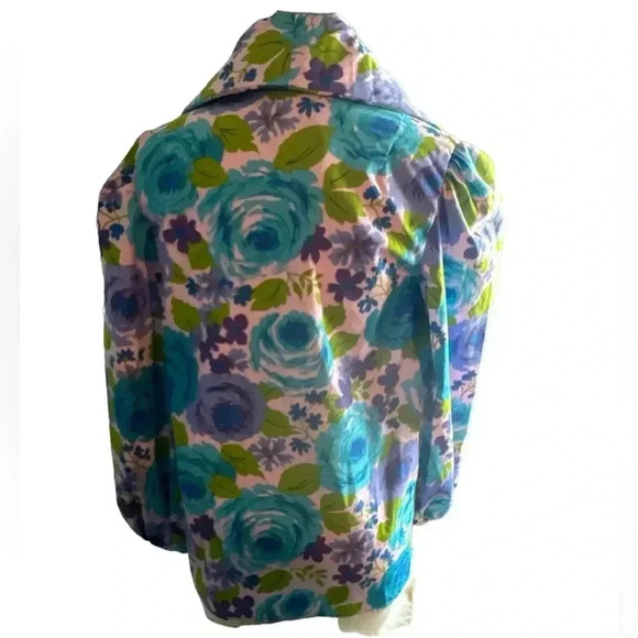 Retro vintage style HANDMADE woman’s pleated top floral BOLD pattern - Picture 6 of 9